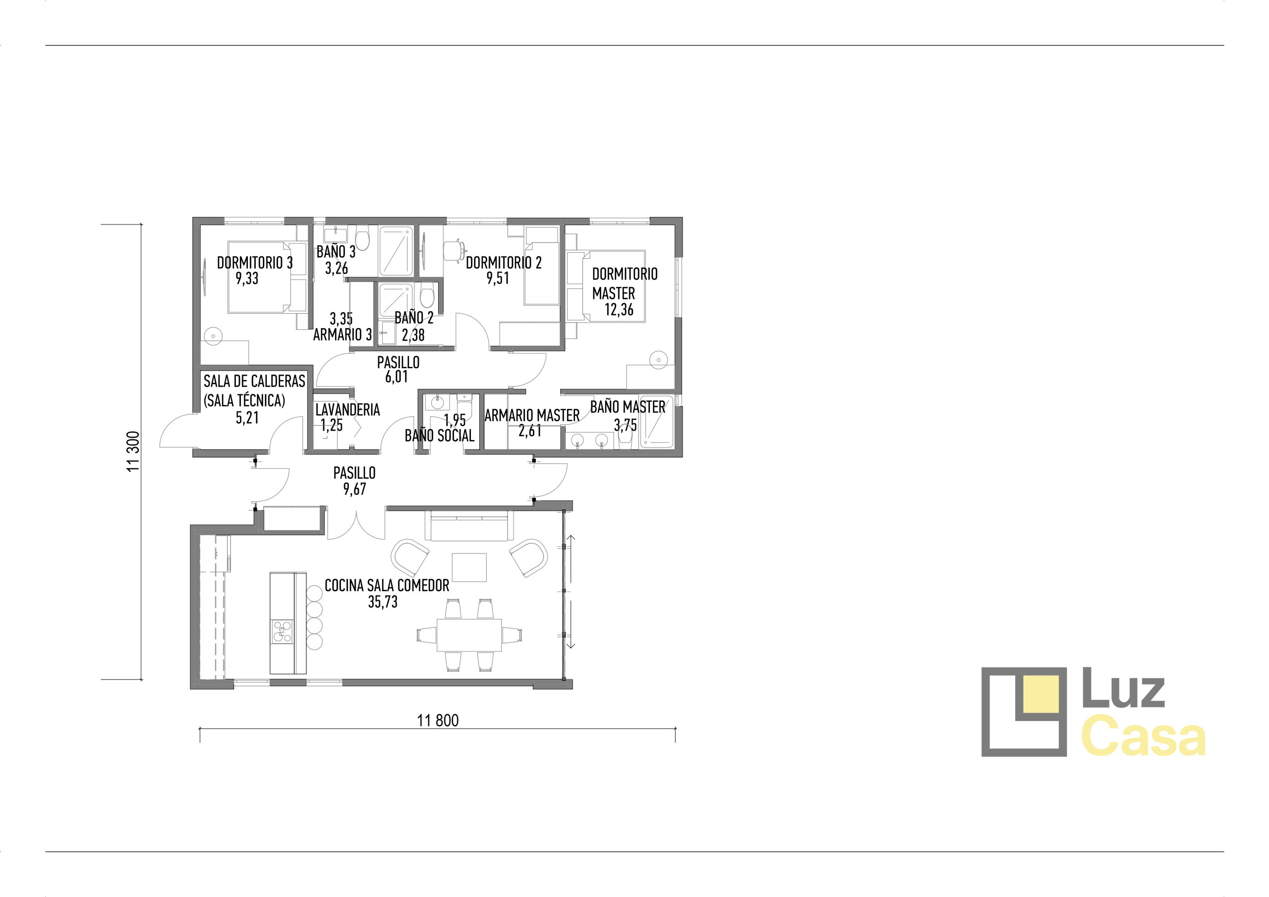 Un piso, tres dormitorios, cuatro baños, espacio vital 106.5m2 | CASA – 003 - Image 11